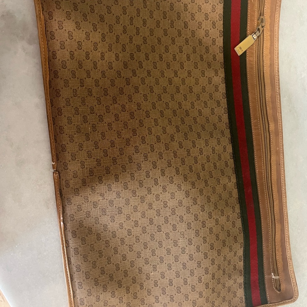 GUCCI Vintage GG Monogram Leather Trim Document Portfolio Clutch